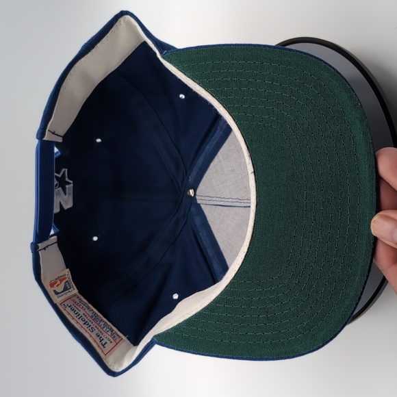 Sideliner| NWOT Vintage NBA Detroit Pistons Blue Sports Cap Snap Back Green Brim - Picture 7 of 10